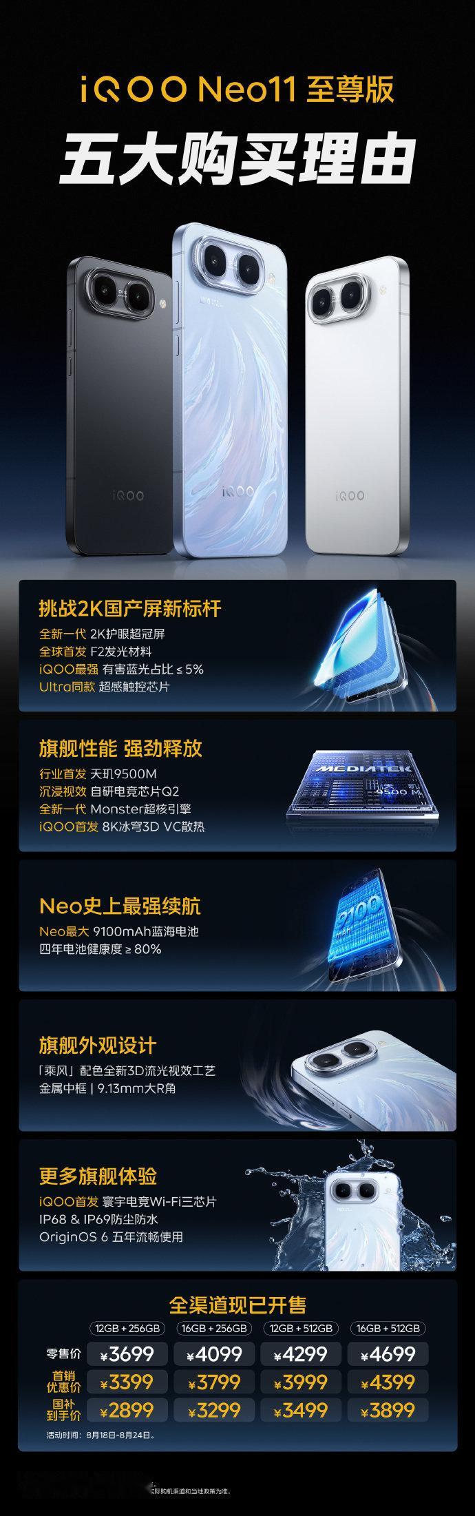 想要2K屏幕，又嫌游戏手机续航拉胯的，可以看看这台#iQOONeo11至尊版#，直接把2K屏和910