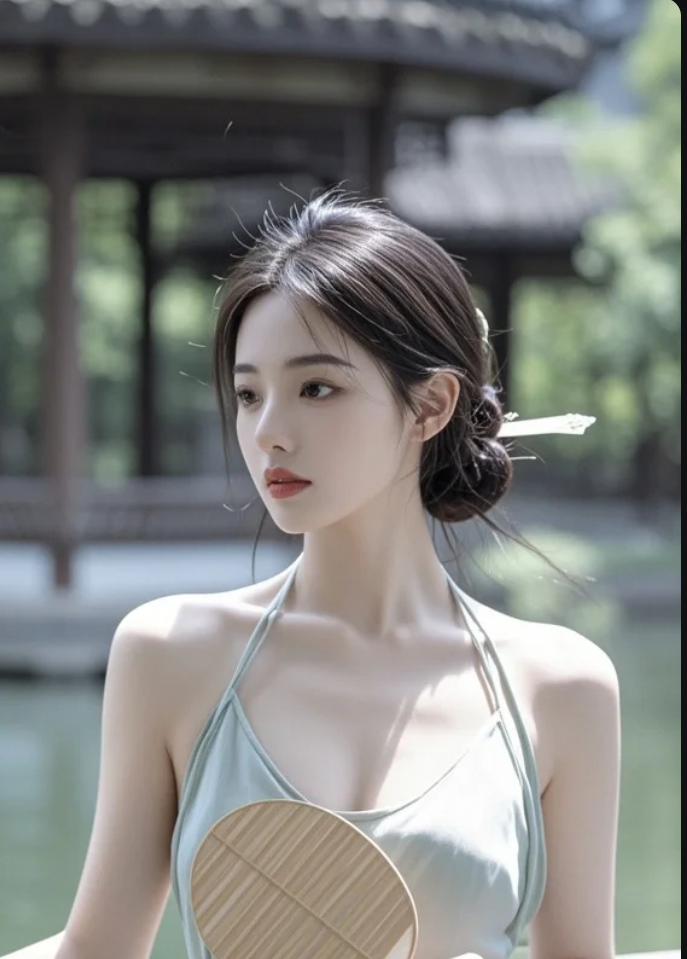 她站在湖边，不是风景，而是心动的理由