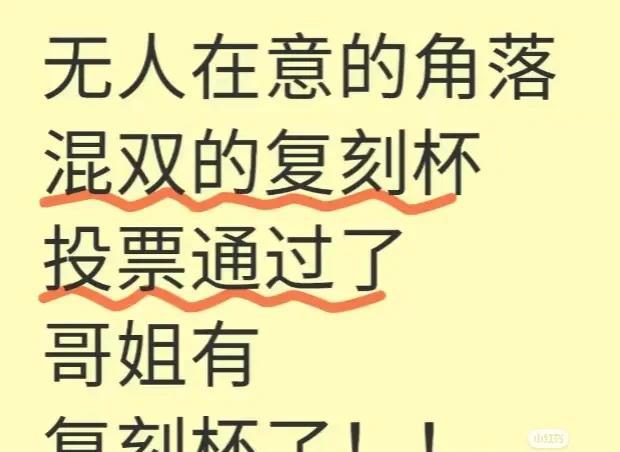 哇噻！好棒[赞]哥姐的复刻杯就放在河北吧[大笑]双打，混双三连冠有复刻杯是今天