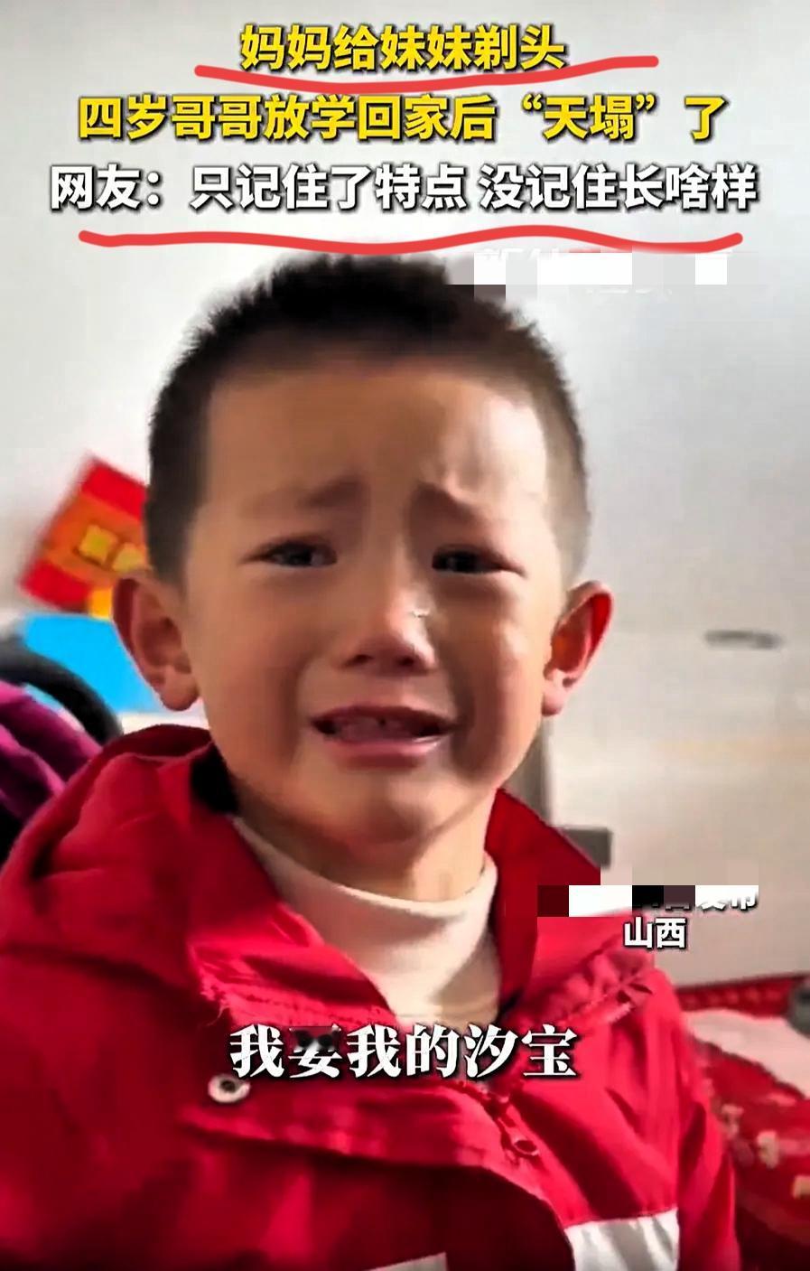 笑喷！山西四岁哥哥放学飞奔回家，一看见妹妹直接崩溃大哭，拽着妈妈喊：“你把我的妹