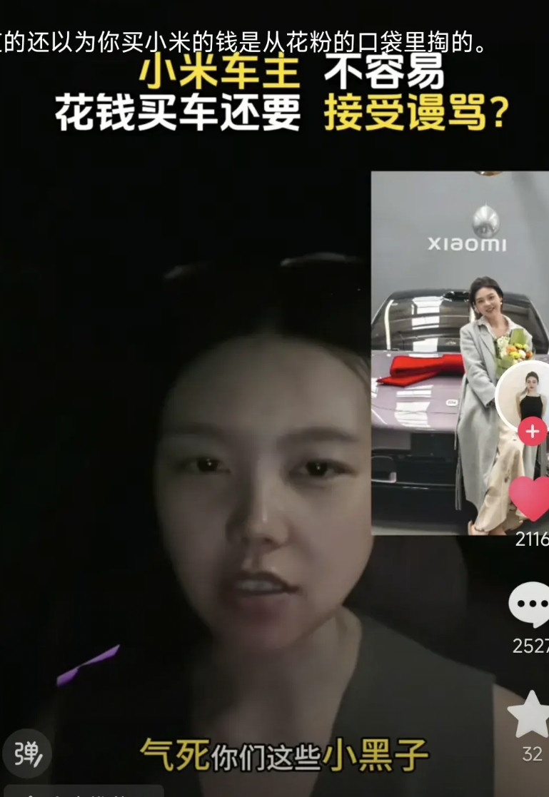 小米汽车的小黑子们遇到硬茬了，可能这群人看别的小米SU7女车主好欺负，就想有样学