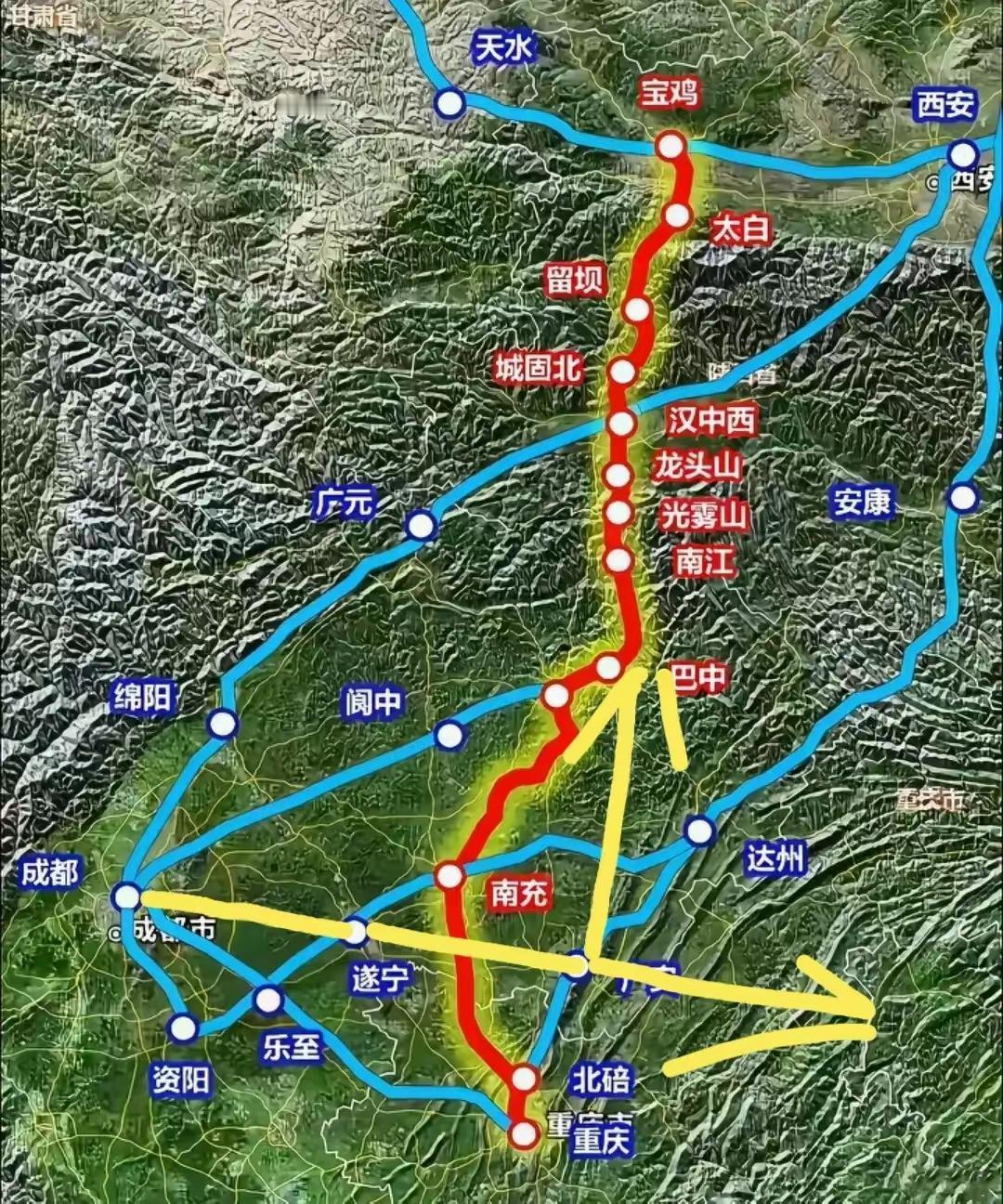 川东北区域北上通道的两个落寞的节点城市巴中和广安，如果巴中能够修建直达广安的铁路