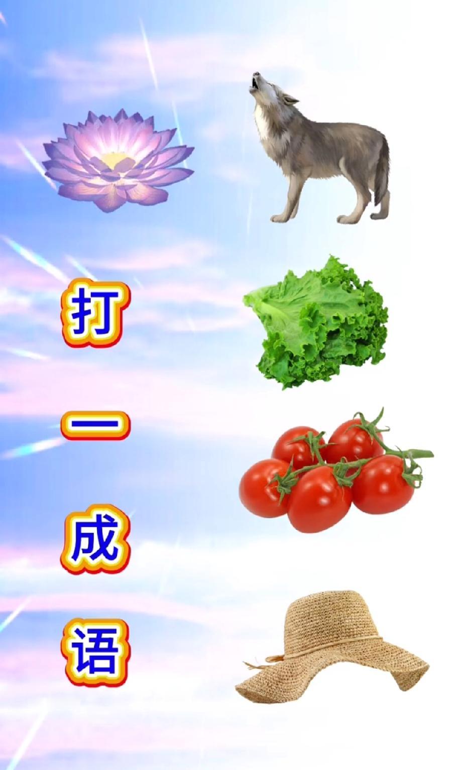 这成语题能难哭你！荷花+狼+生菜+番茄+帽子，我想破头没猜对，你呢？