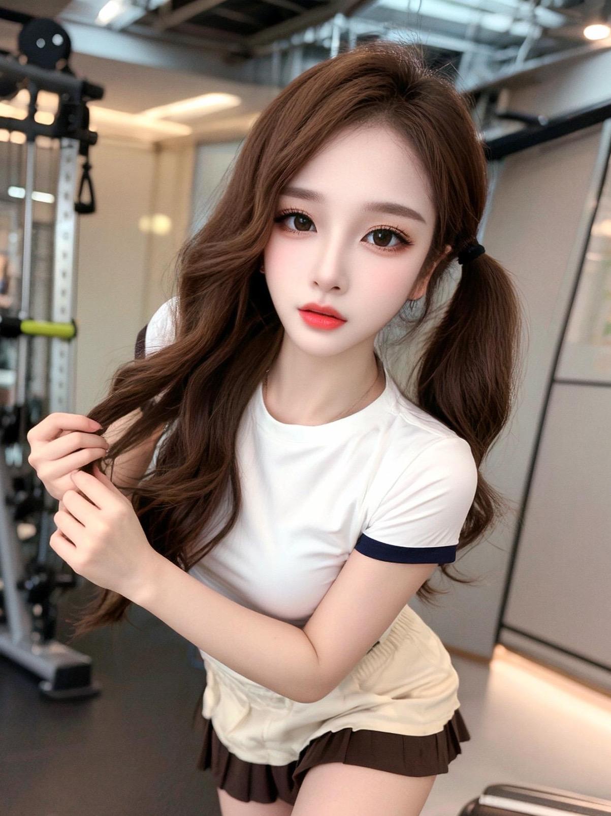 健身女生 粉色系健身ootd 粉色健身穿搭 美女车模 撸铁少女健身穿搭