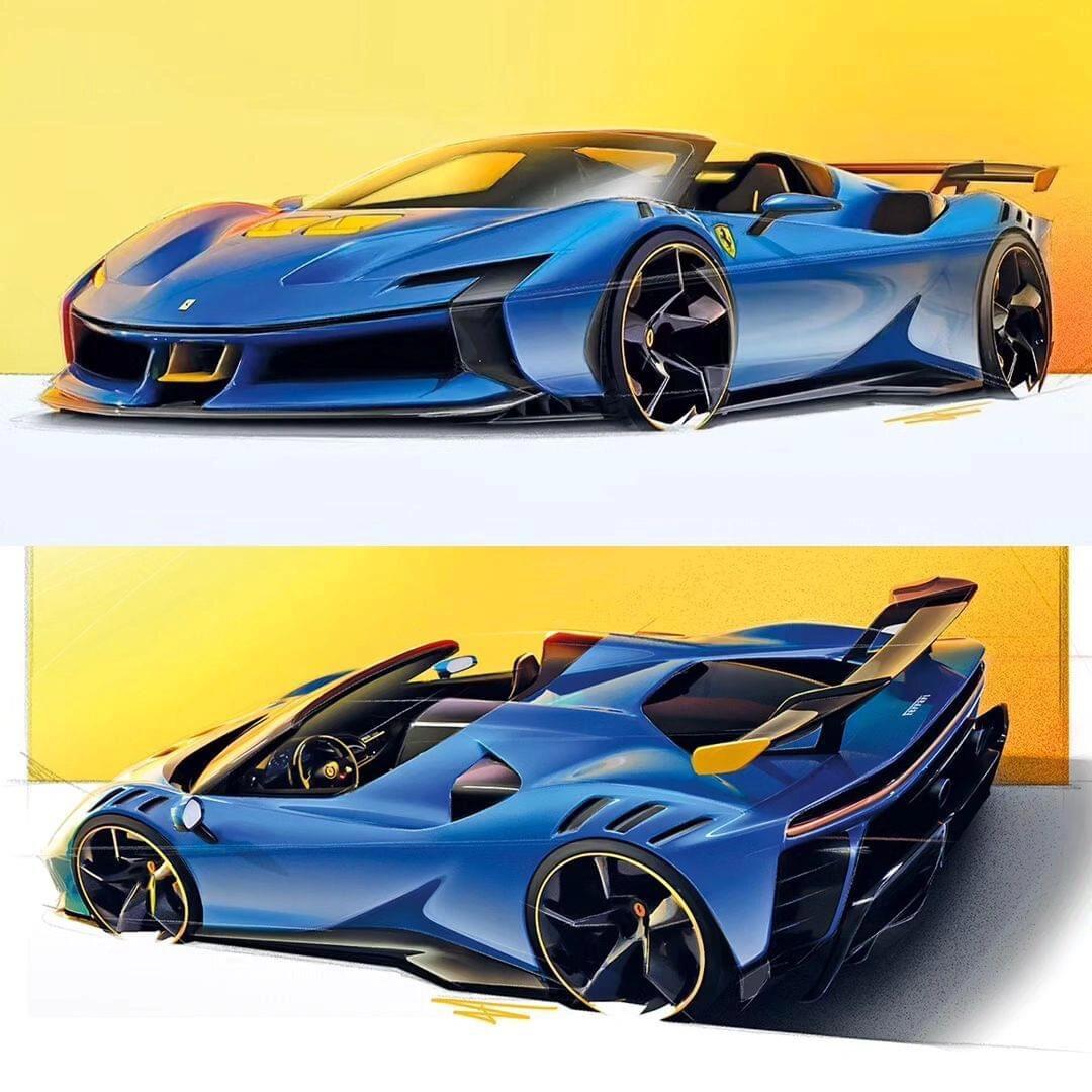 一组法拉利设计手稿真的潇洒有劲道