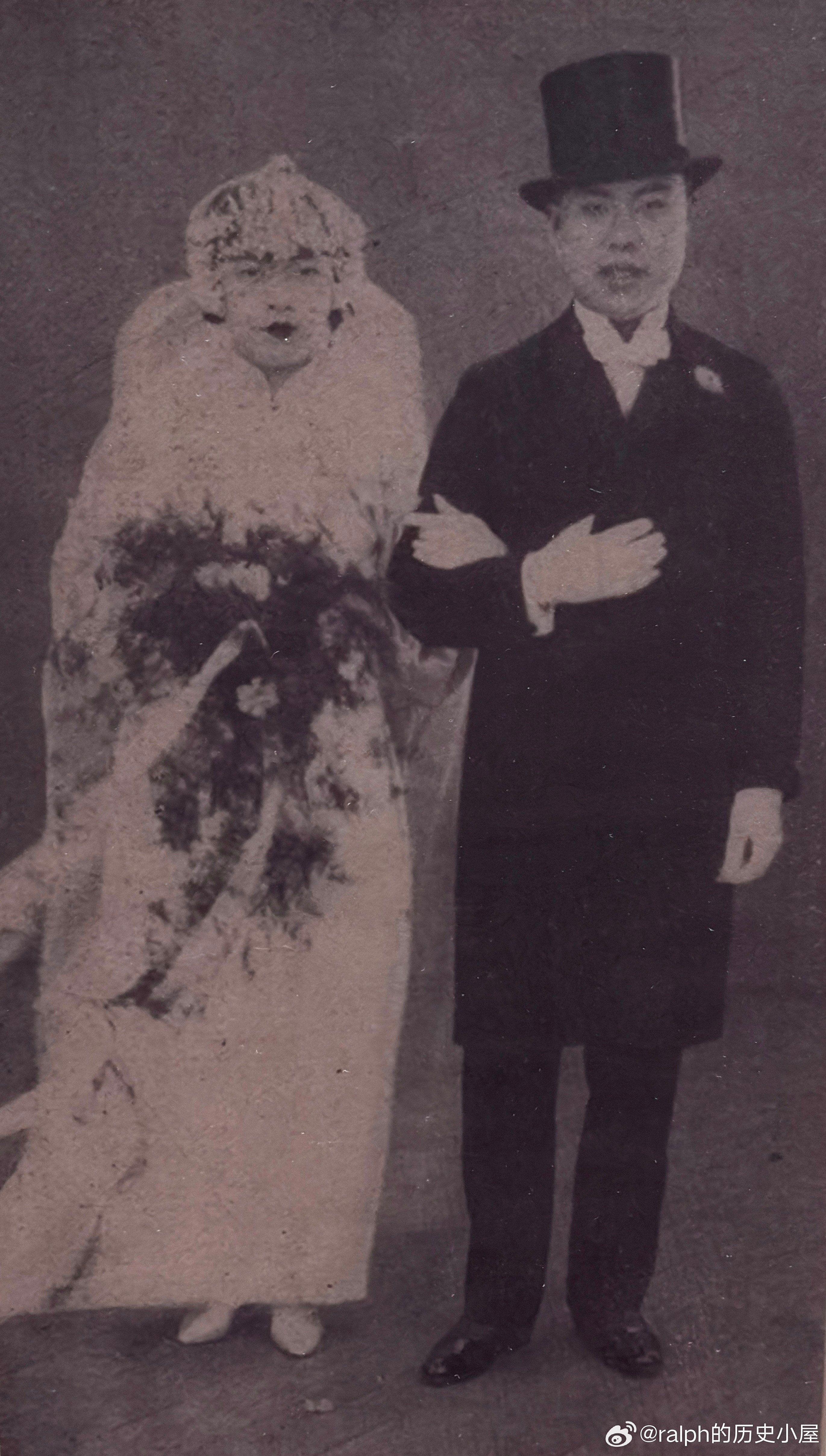 1926年2月1日但杜宇与殷明珠结婚照历史影像