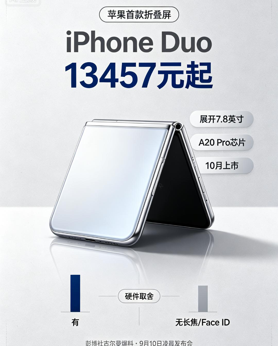 憋了好几年的折叠屏，名字终于被古尔曼捅破了——不叫Ultra，叫iPhoneDuo。说实话这个名字比