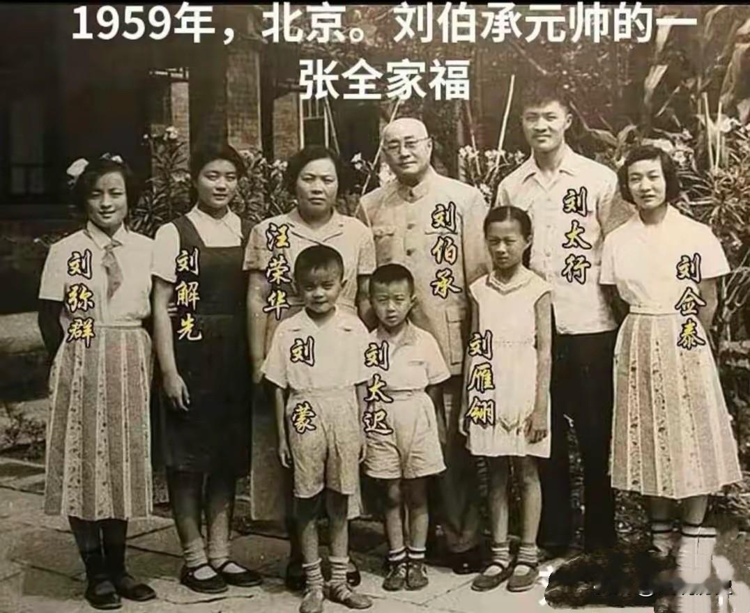 刘伯承元帅全家合影这张珍贵合影拍摄于1959年6月！已经66岁的刘伯承元帅