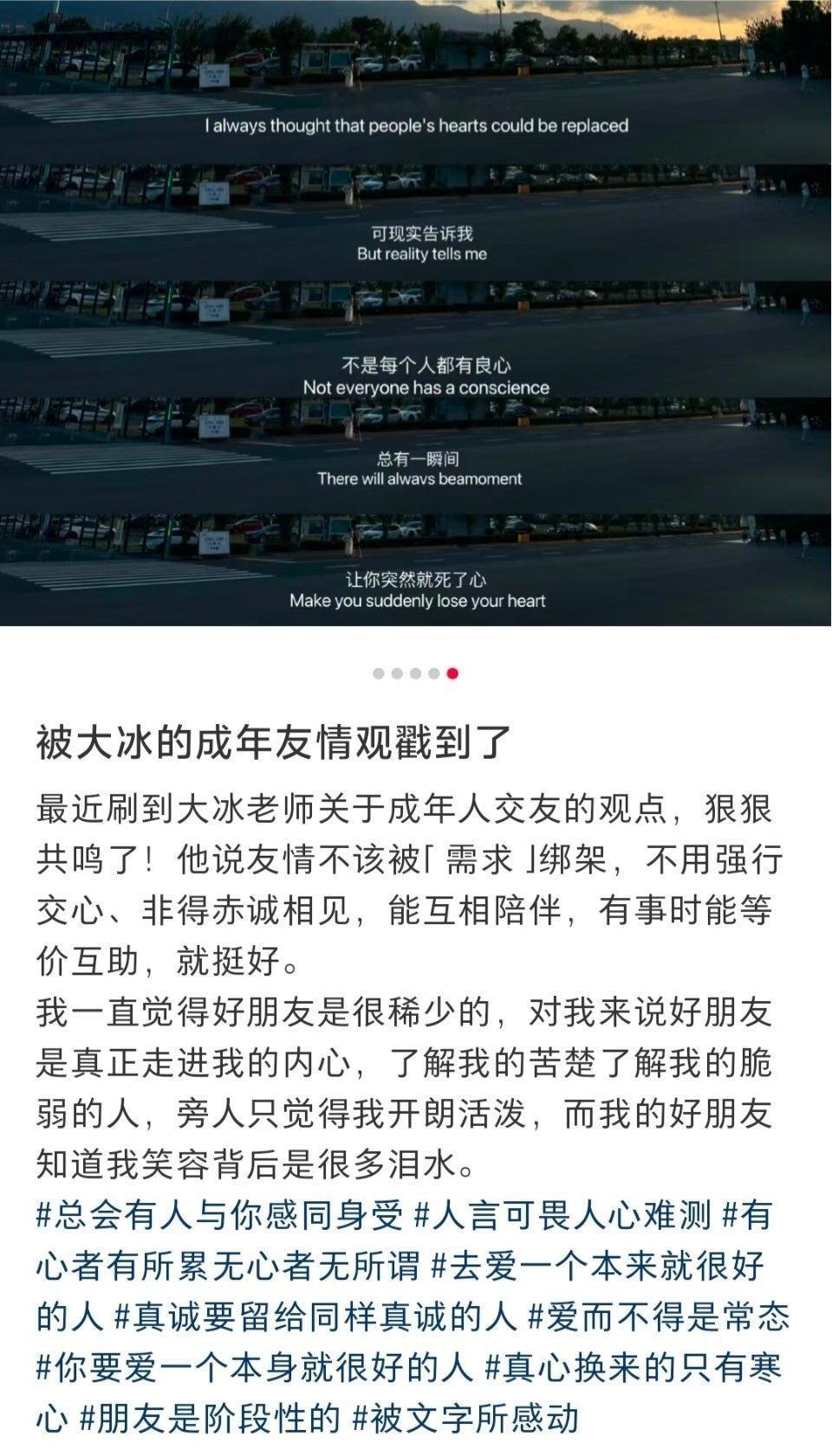 大冰对成年朋友关系的理解让我感触颇深。​​​