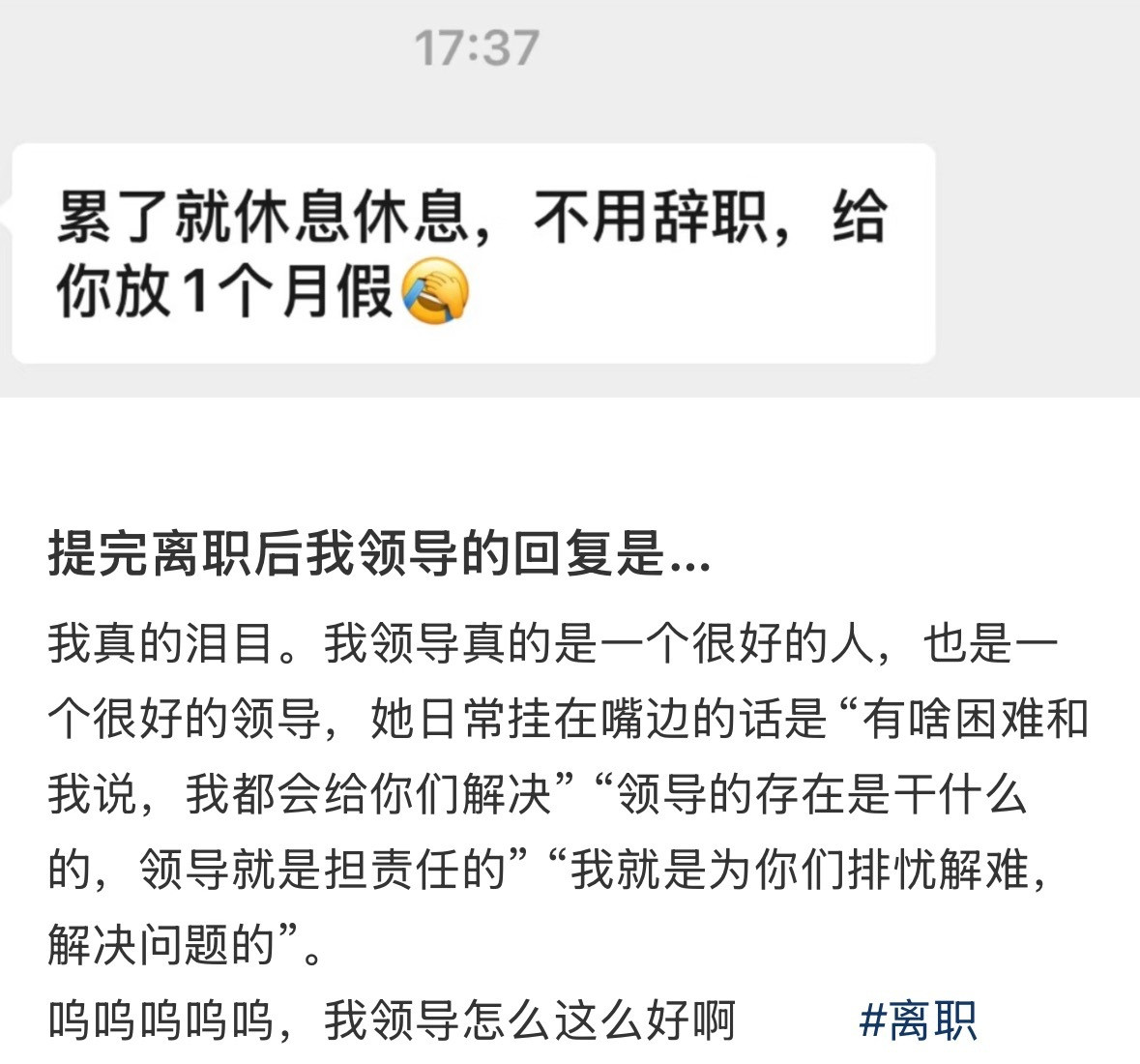 离职那天领导给我的回复