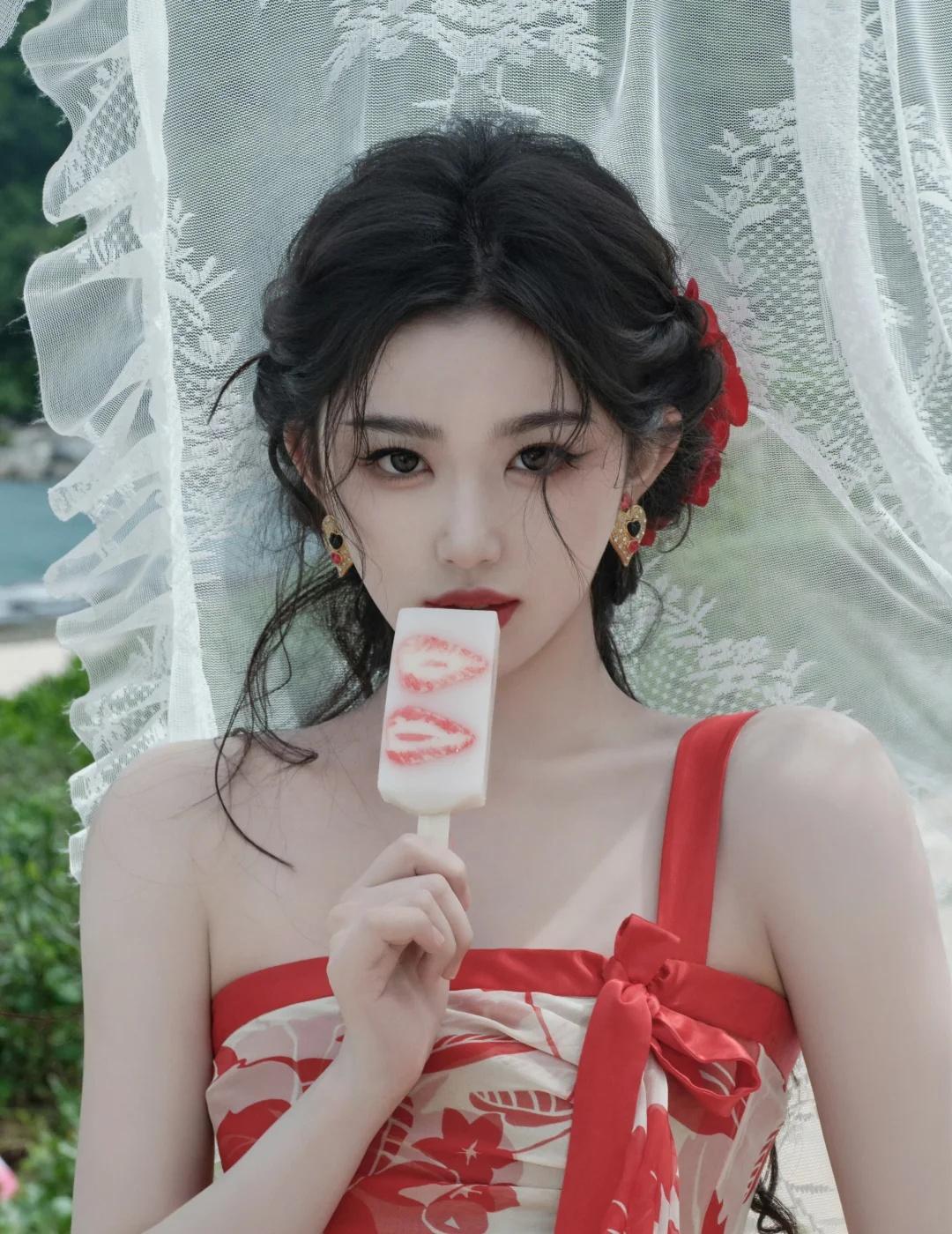 沙滩🏖️海风女明星孔雪儿孔雪儿同款孔雪儿穿搭孔雪儿逐玉醉爱在海边系