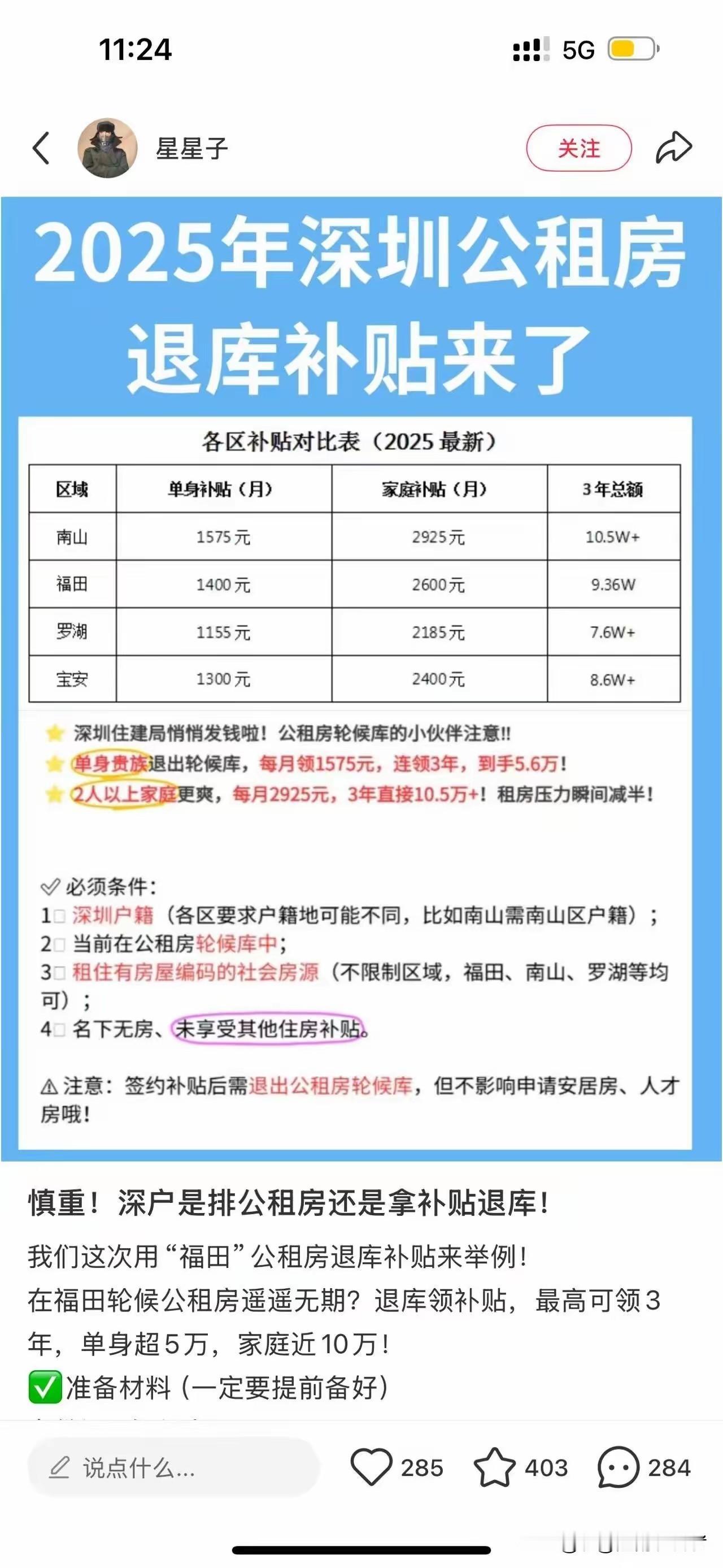 深圳也是太好了，深圳户籍居民公租房退库居然还可以有补贴，而且还是每月领，连续领三