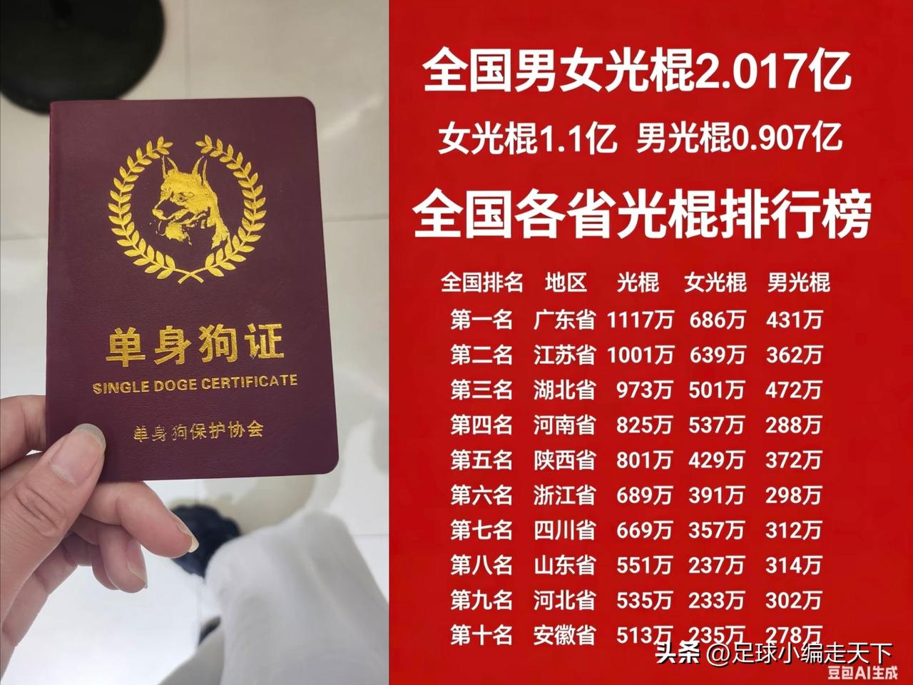 我想问这光棍数据的瓜保熟吗？女光棍的数量如此之大？经济越发达的地方光棍越多，因为