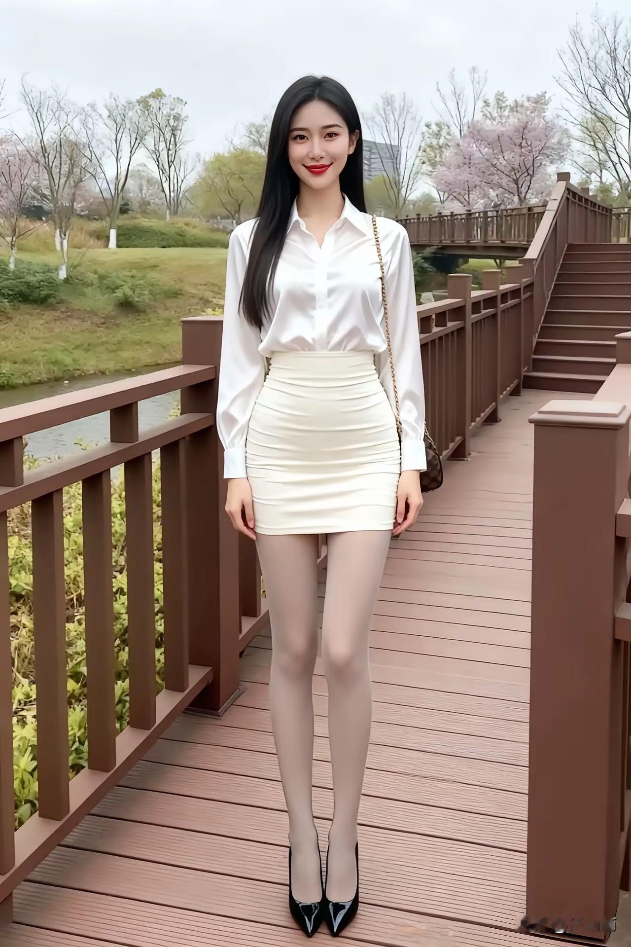 穿搭指南：白色衬衫+短裙，优雅出街，都市白领日常[玫瑰]白衬衣通勤穿搭