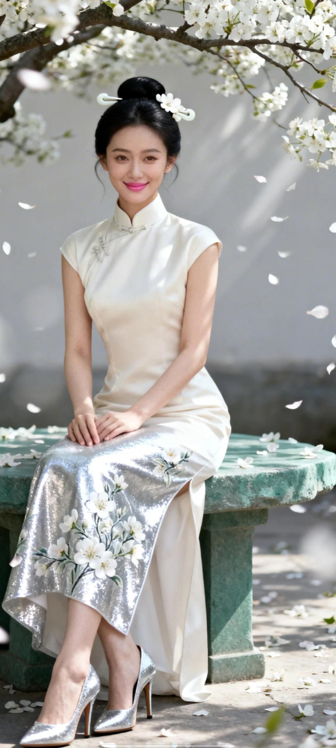 春日花海中的优雅旗袍，尽显东方古典美！🌸💃