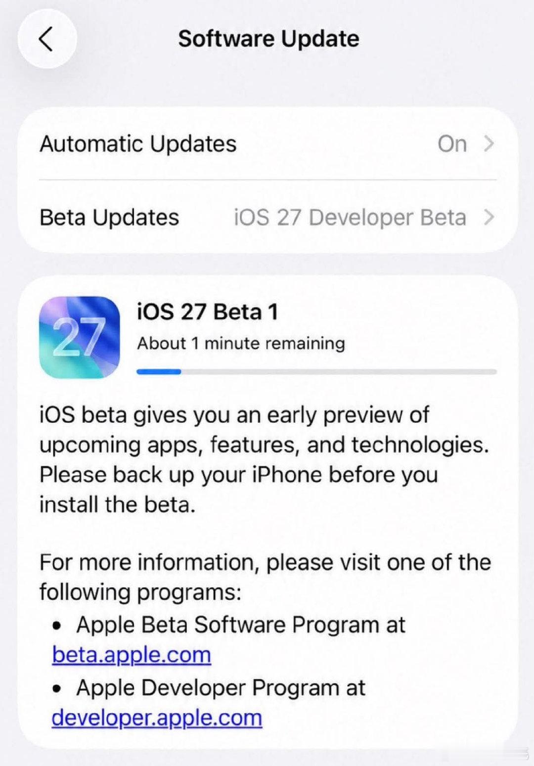 再过几个小时就可以更新到iOS27beta了，有没有激动到睡不着