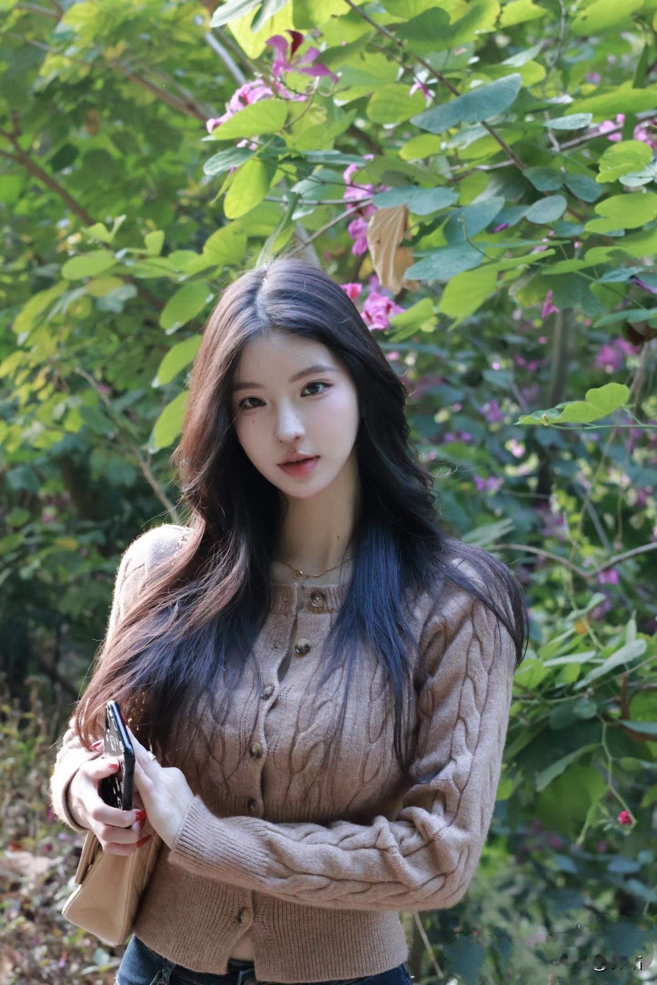 美图欣赏，看图写诗《林间秋意》七言绝句翠叶繁枝覆浅蹊，粉英偷露影依依