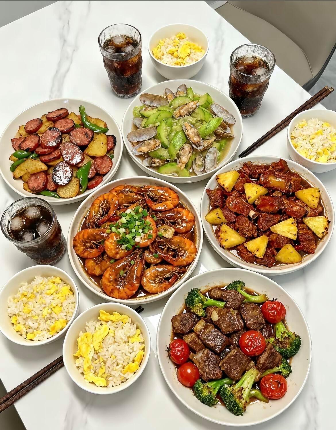 看看我做的饭是不是很有食欲啊！