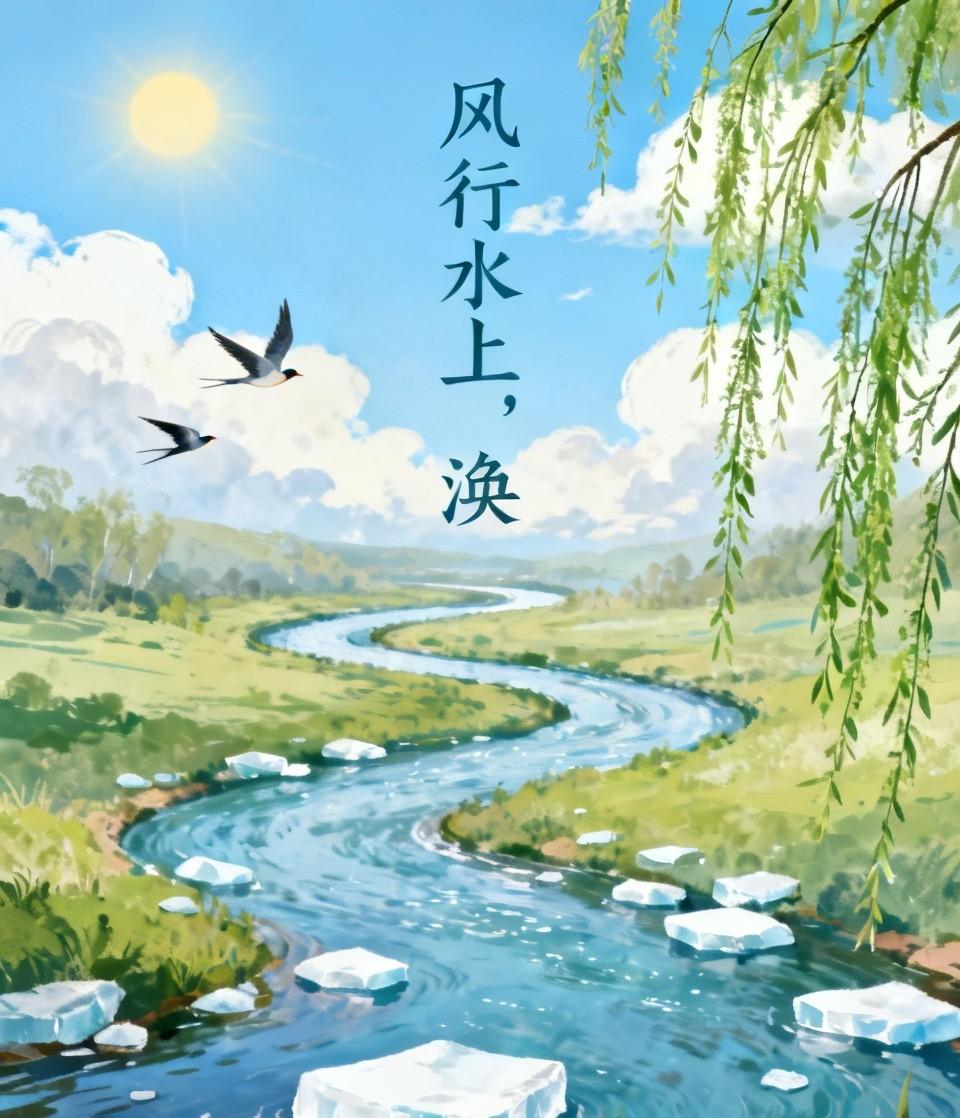《易经》涣卦云：“风行水上，涣。”春风拂过，坚冰消融，万物重获自由。心中的执念与