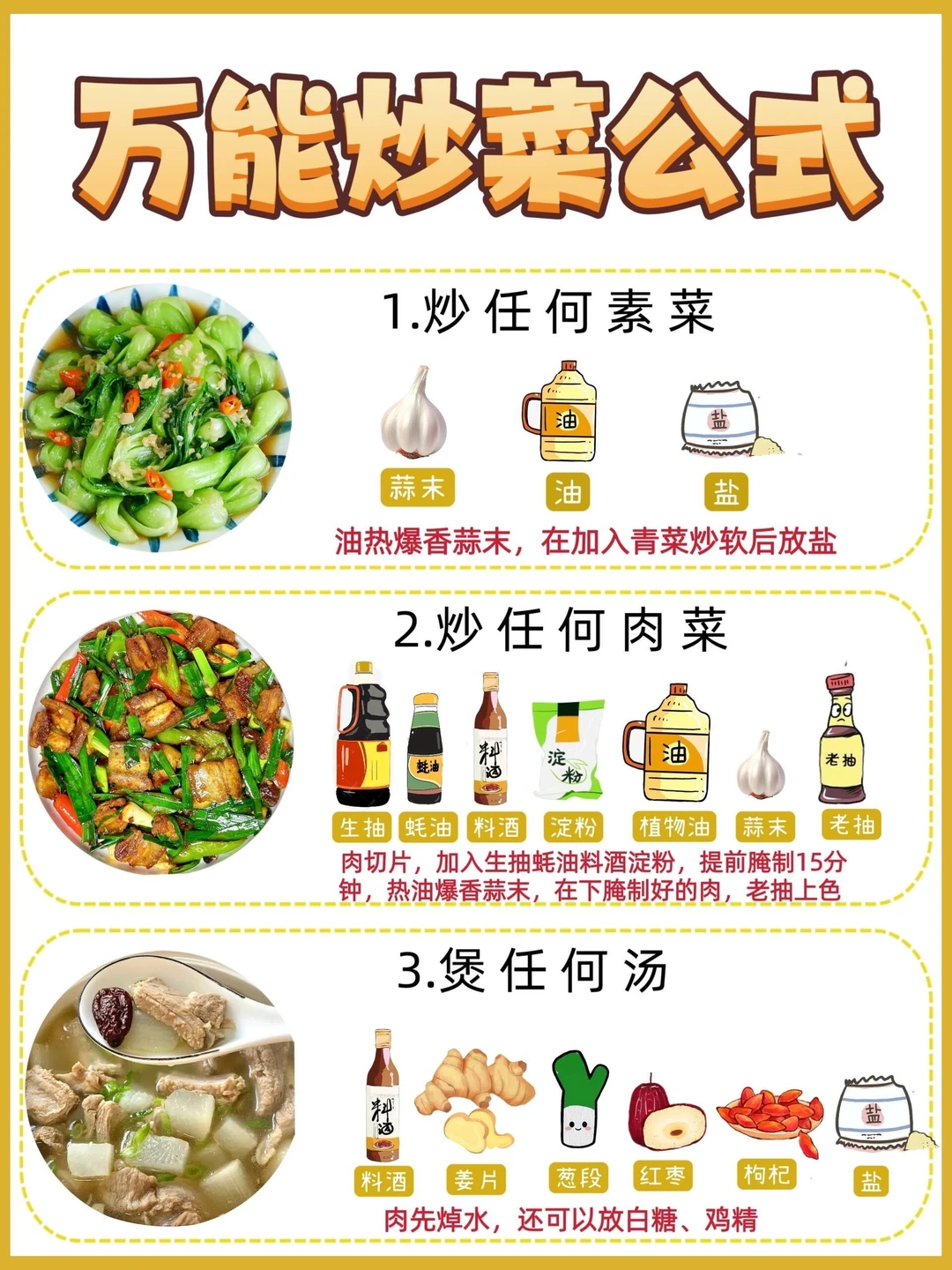 12个万能炒菜公式｜小白秒变大厨❗️包好吃的