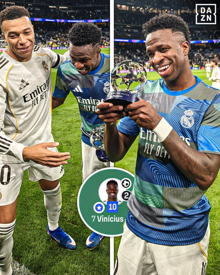 转播方: 维尼修斯获MVP后, 姆巴佩最先上前祝贺他