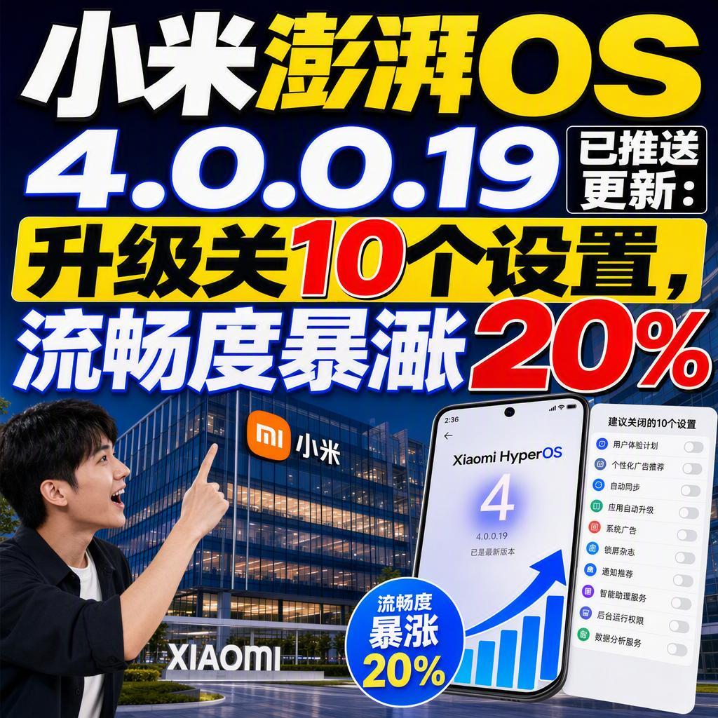 小米澎湃OS4.0.0.19这个版本，更新后流畅度暴涨20%，但很多人不知道，