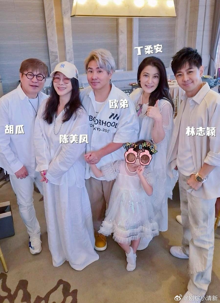 欧弟为1岁女儿办抓周派对，林志颖前来祝贺，他的脸变化好大，没有以前帅气了，有种又