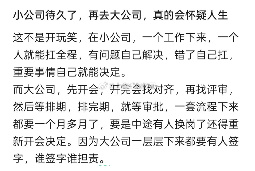 小公司待久了，再去大公司，真的会怀疑人生！​​​