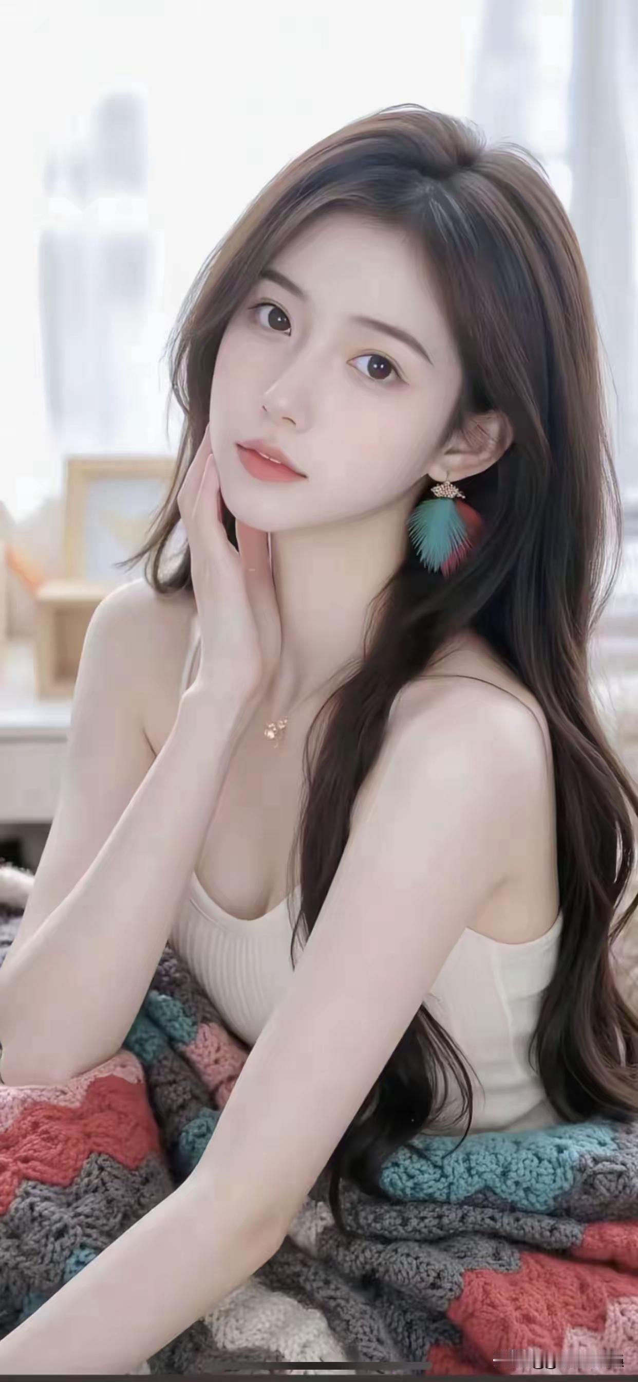 温柔甜美的少女，在阳光下的慵懒时光🌞💕🌴