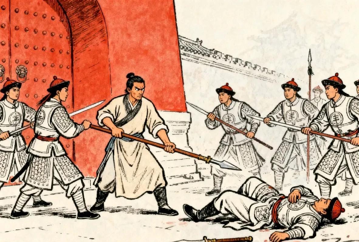 嘉庆十年，京师发生了一件震动朝野的大事。一名叫萨弥文的男子，扛着一杆大铁枪直冲东