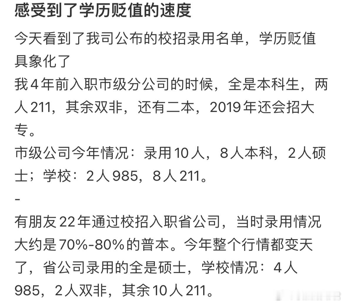 感受到了学历贬值的速度