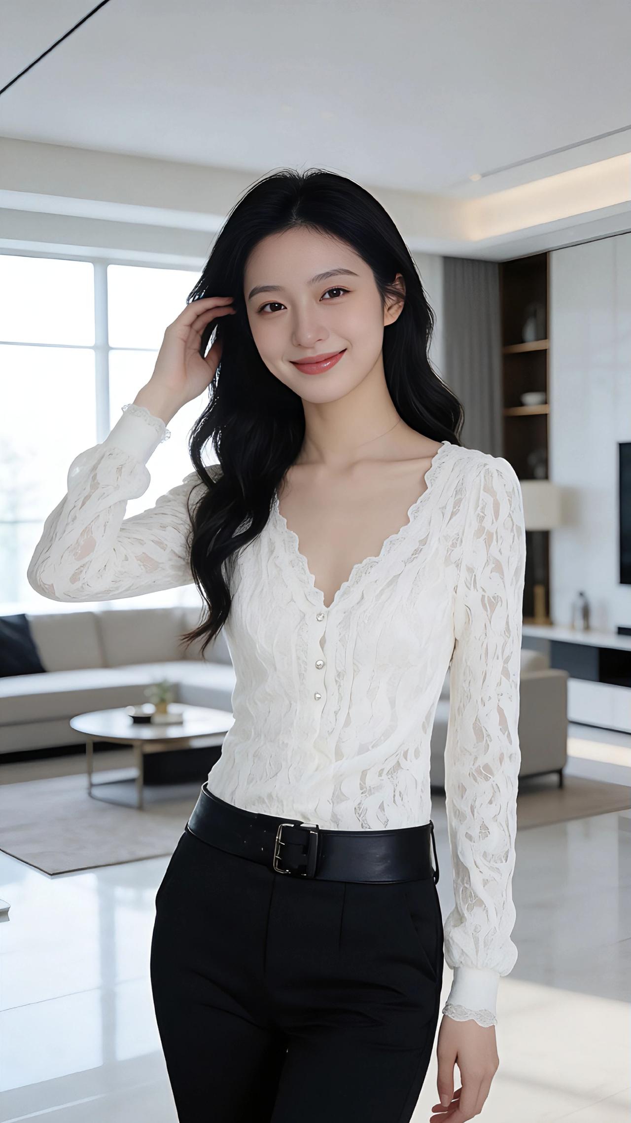 蕾丝与光，织一室温柔明亮的客厅里，阳光透过落地窗淌进来，在光洁的地板上铺成