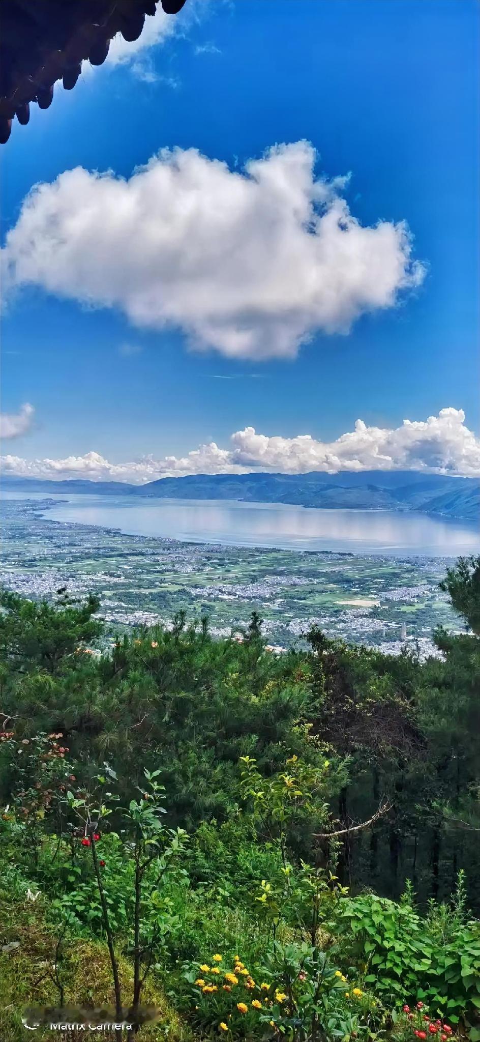 从山顶向下看，青山绿水，难怪有人说过，美景在山巅，不然会有那么多的人拼命的往高处
