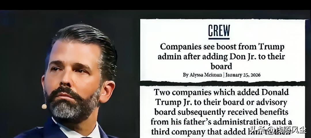 美媒爆料特朗普儿子小唐纳德加入多家公司董事会后，这些企业随即获得其父亲特朗普政府
