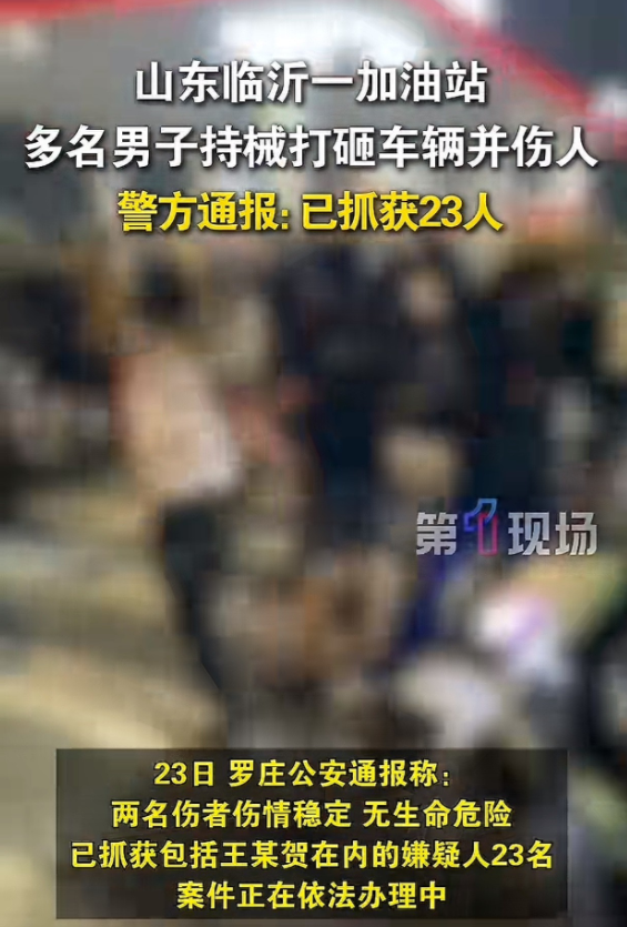 6月22日凌晨，临沂罗庄一加油站内，王某贺与魏某某因琐事争执，随后王某竟纠集数十