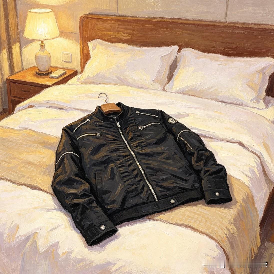 一件外套，我穿了三年我昨晚收拾衣柜，翻出来一件旧衣服，是件黑色的机车服。
