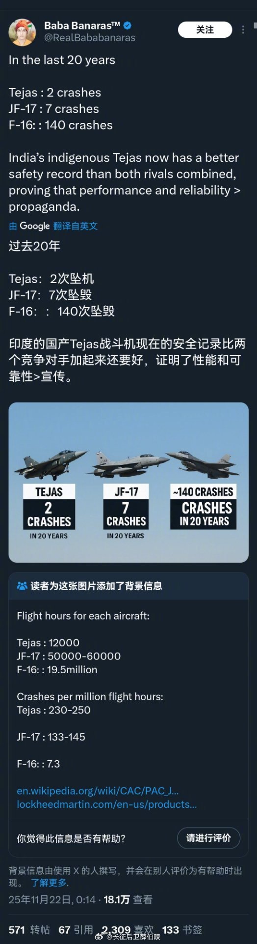 印度网军不愧外网五常，这飞机刚坠毁。那好洗地文就来了。洗地的姿势这叫一个新奇。历