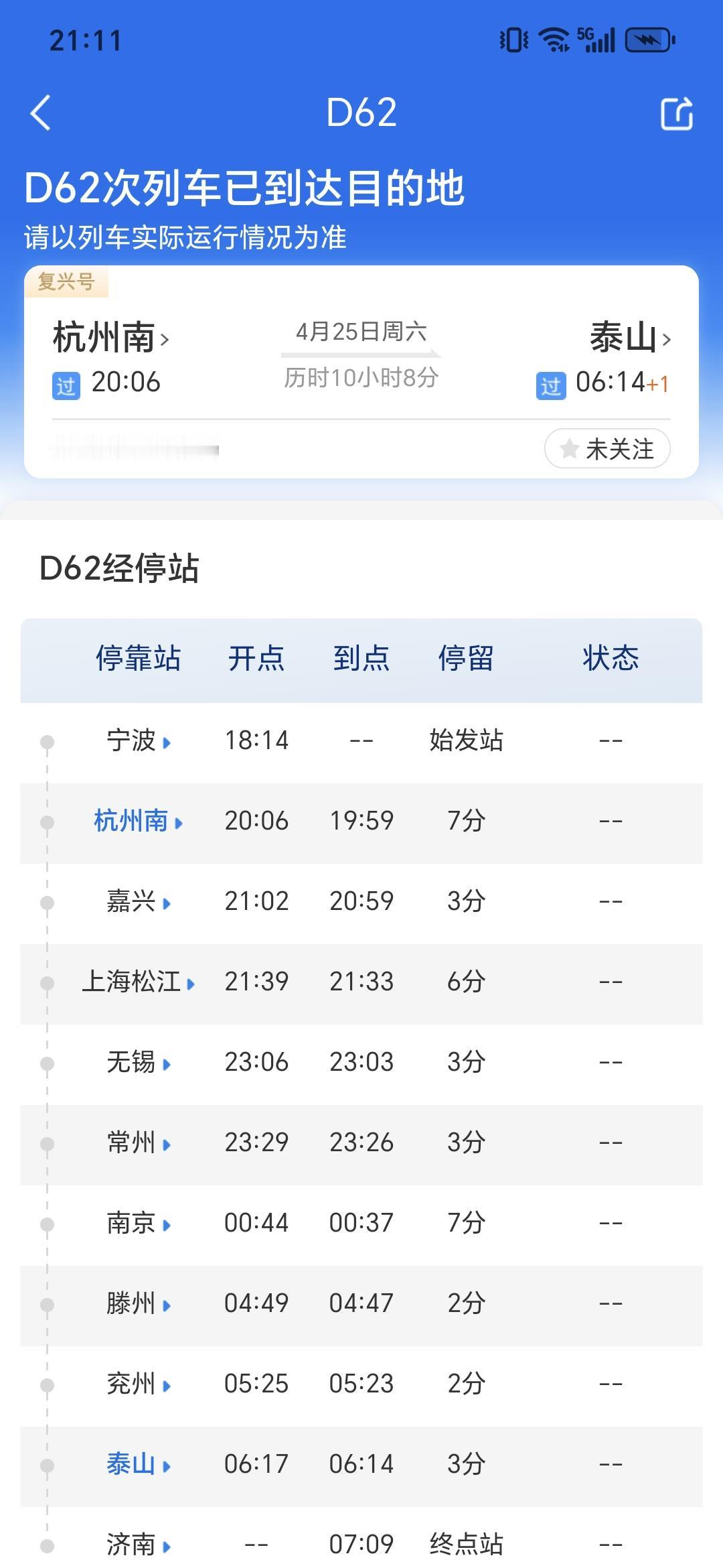 泰山已爬，山东已回。D62次列车，夕发朝至，一觉起来就可以到泰山。