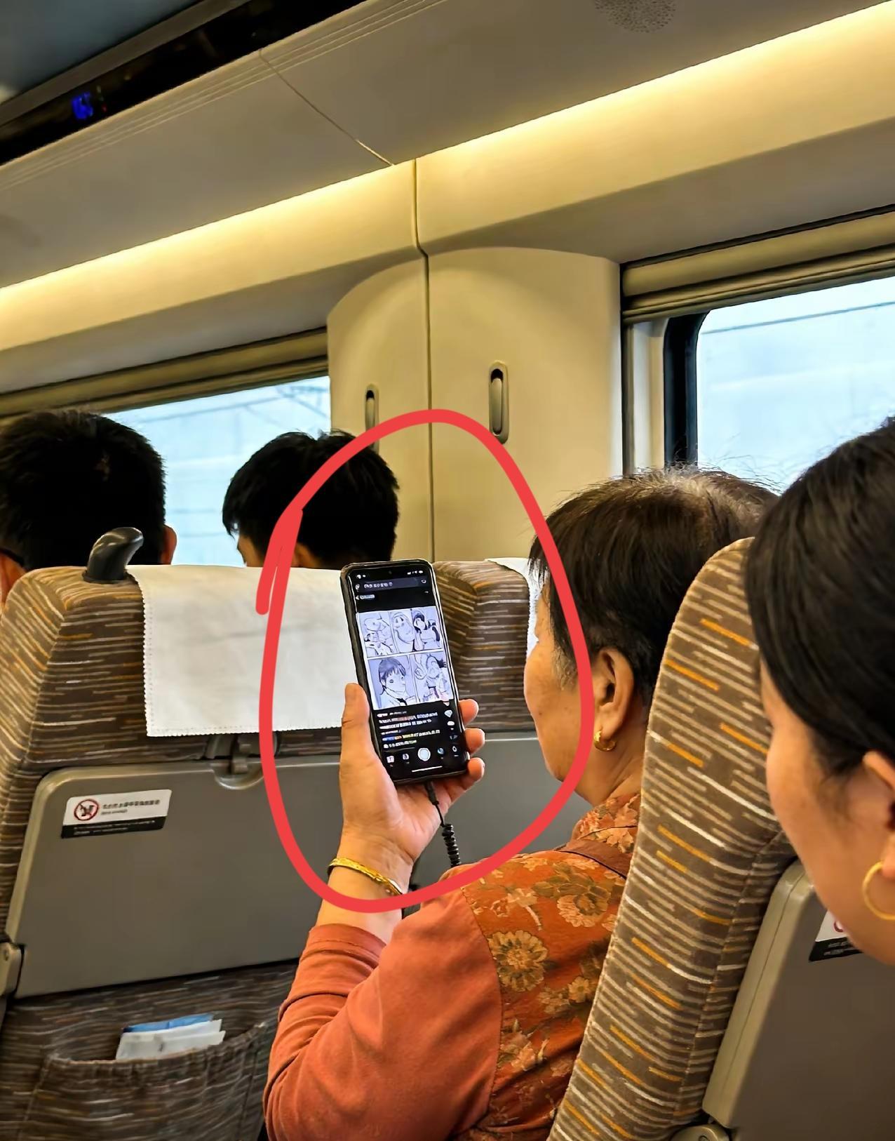 一位网友乘坐高铁的时候，遇到一位大娘，手机外放的声音非常大，旁边的乘客提醒了好几