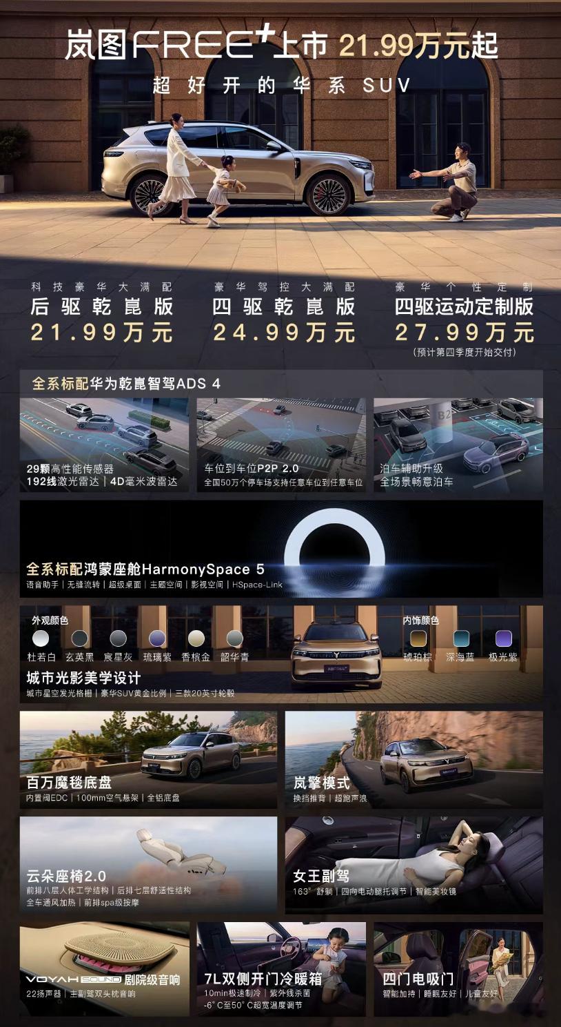 围剿ModelY的路上，大家跟着小米一起冲锋了。全新岚图FREE+上市了！售价