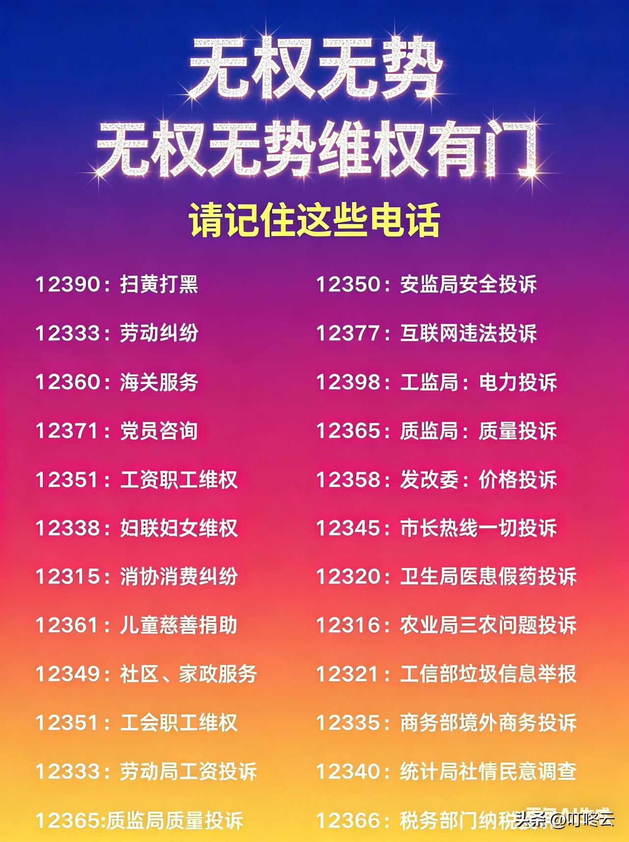 维权千万记住这些电话！✨无权无势也能硬刚！这份维权电话本请焊在手机里✨在这个