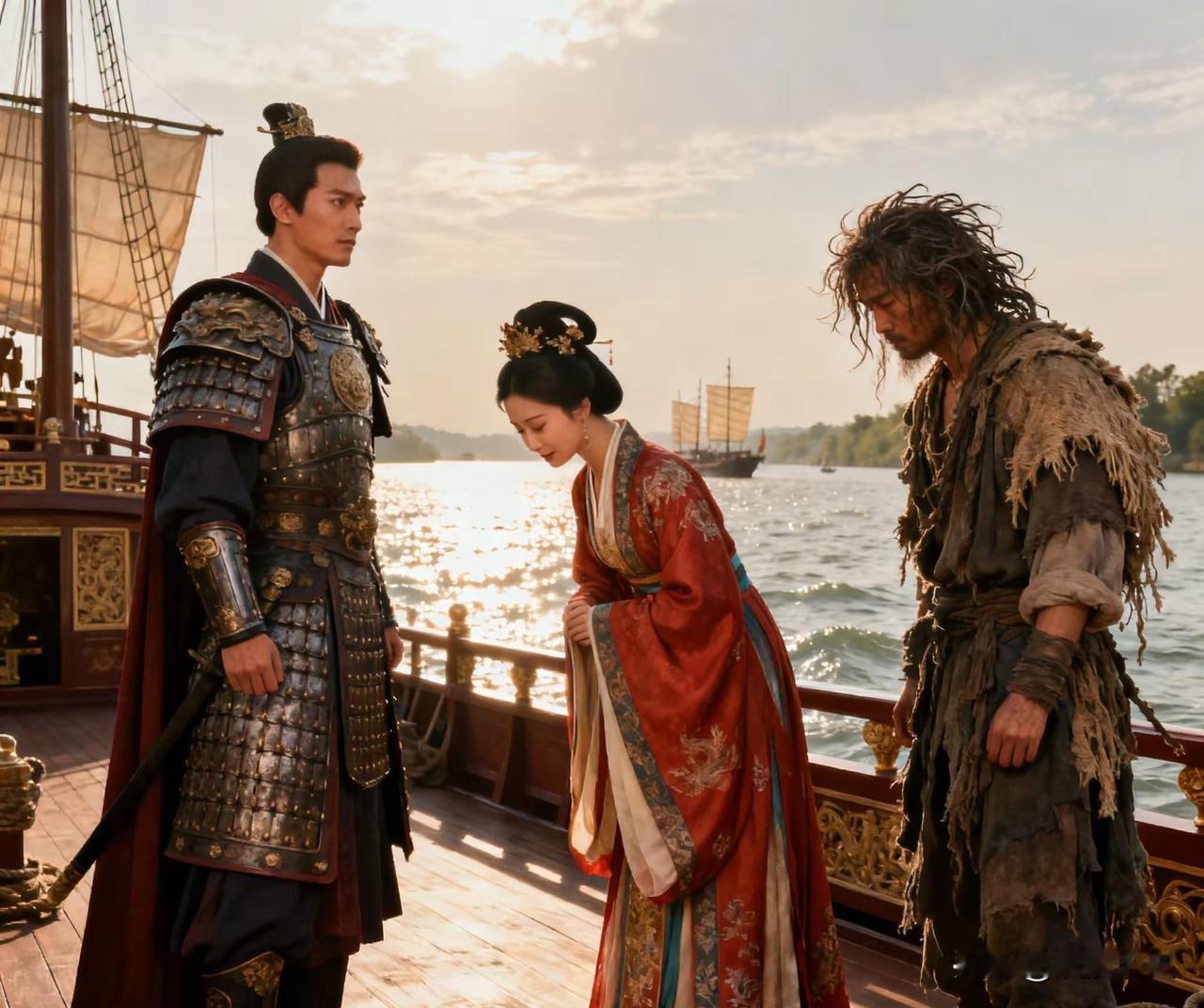 古代有一妇人与丈夫失散，被将军所获，并娶做夫人。几年后，妇人在一艘船上遇到沦为乞