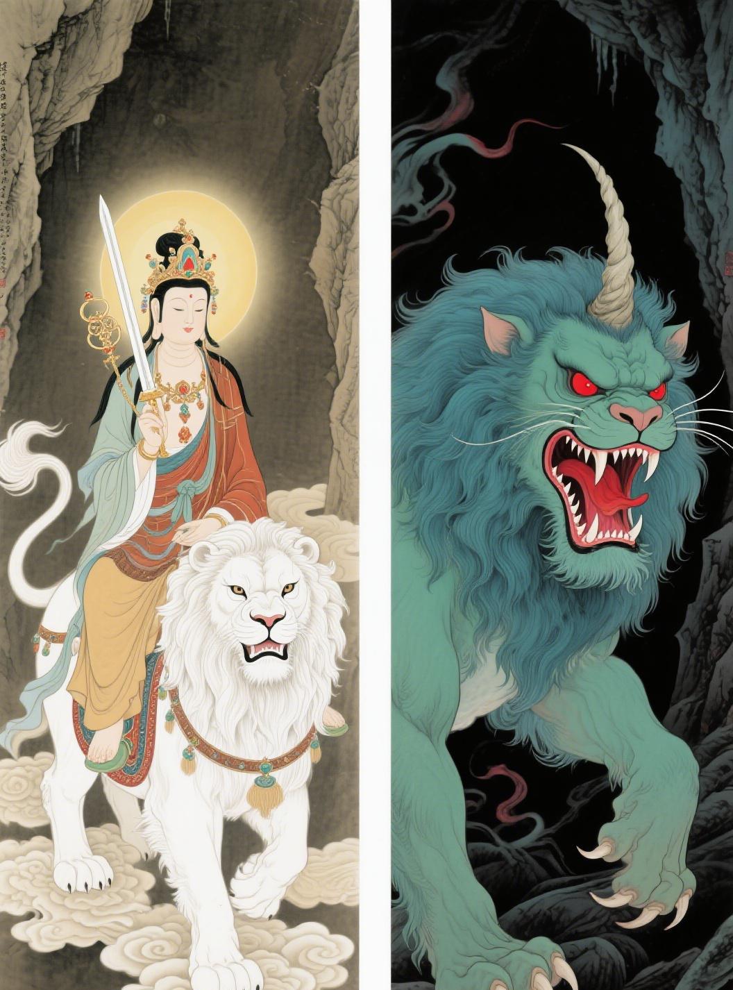 八百里狮驼岭尸山血海，三个魔头中地位最特殊的不是如来舅舅大鹏，而是文殊菩萨的那头