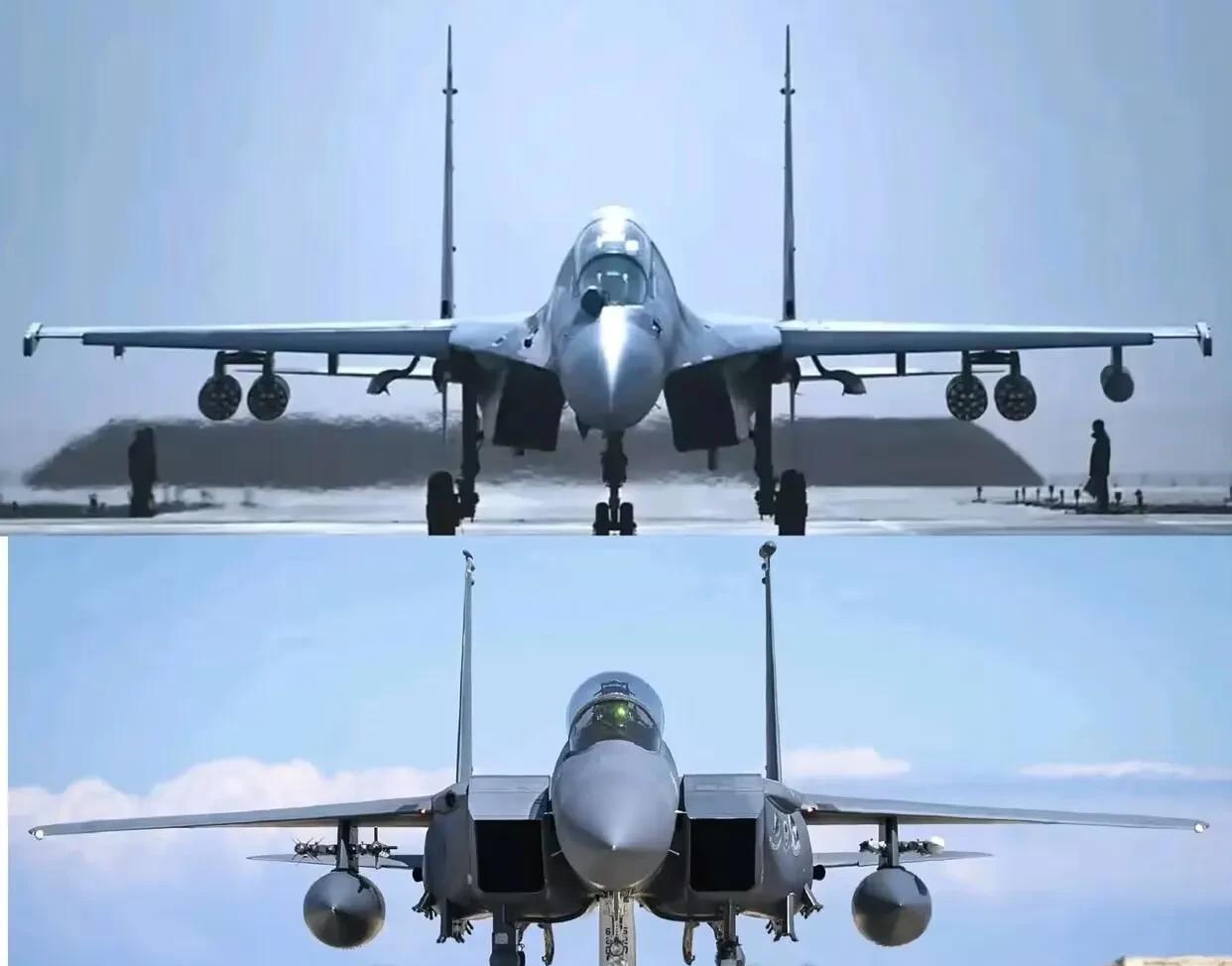 铁打的F15、流水的中国重型战斗机。这是中美两国四代重型战斗机的对比，歼16和