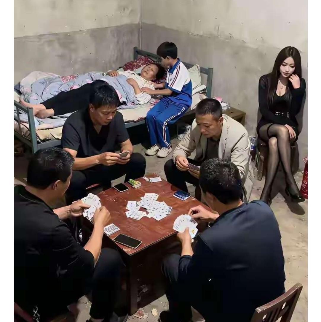 这张家庭照片看完让人五味杂陈这张图真的很有画面感，屋内场景格外割裂。