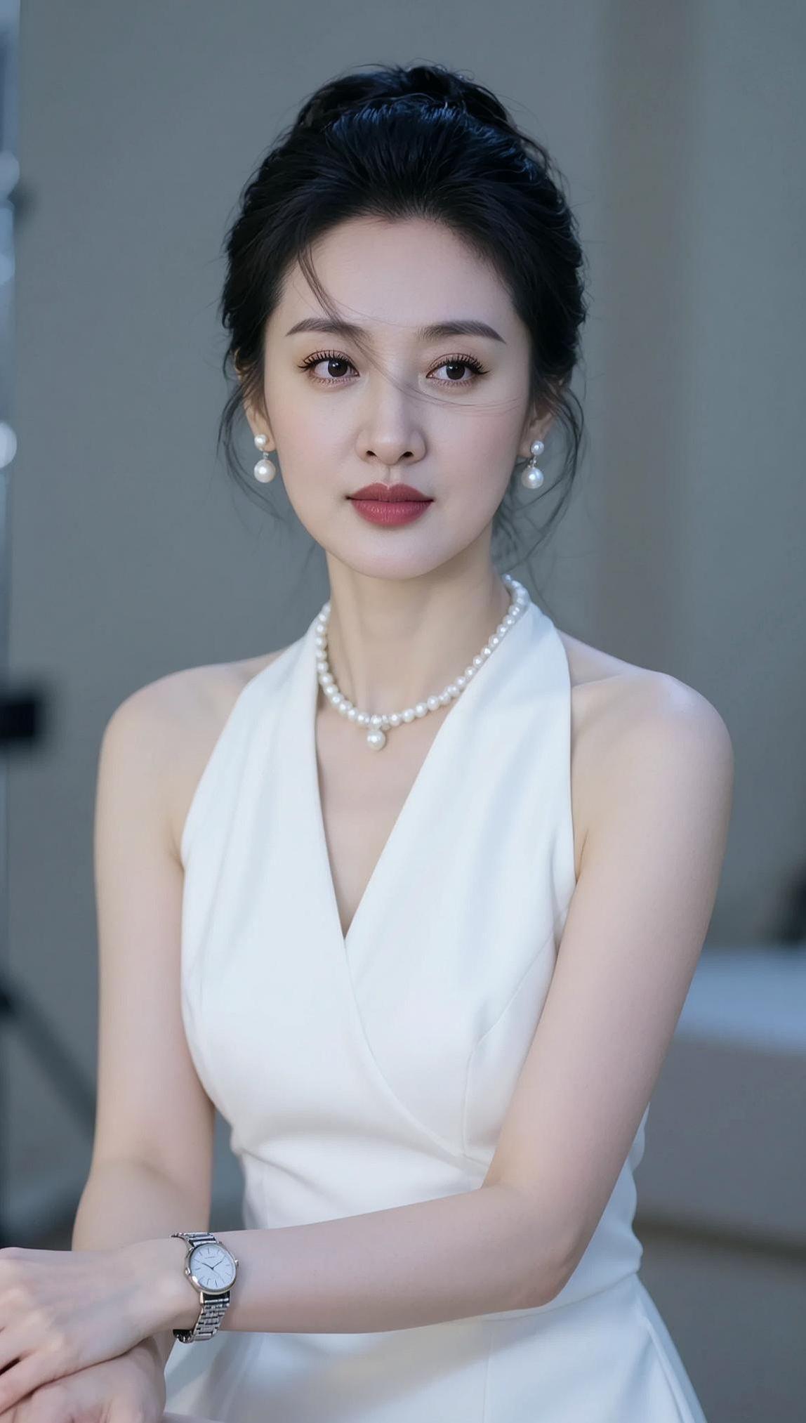 AI珍珠优雅写真抖音ai创作AI扩图美照甜系美女