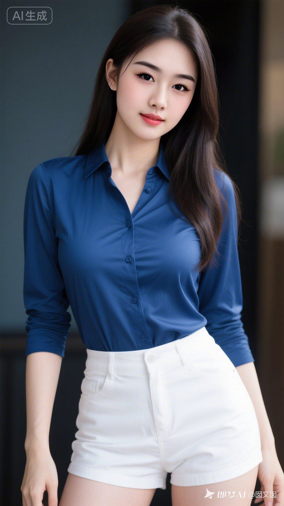 清新夏日穿搭，蓝色衬衫+白色短裤，简约又时尚！🌞👗👖