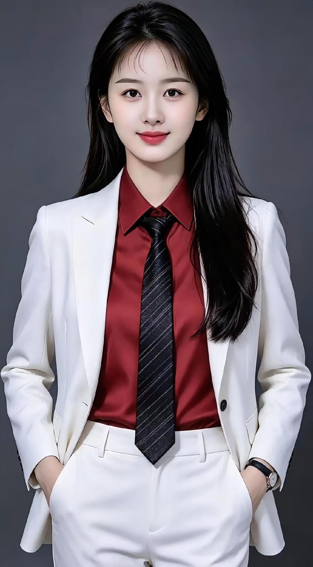 白西装裹着利落晨光酒红衬衫，系一条沉稳主张领带垂下细密的远方双手插进