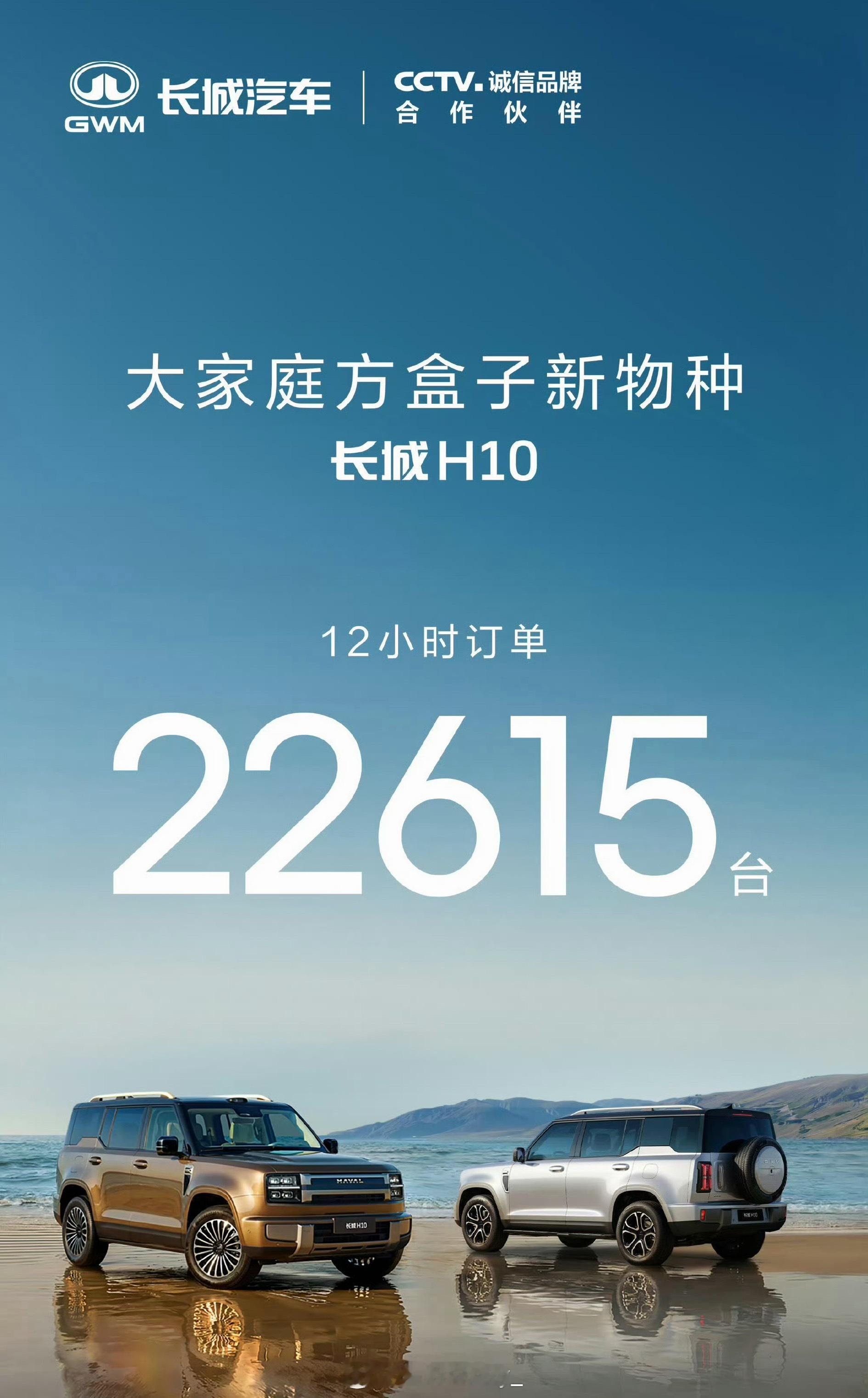 长城H10新车12小时订单22615台长城H10预售开启仅12小时就拿下了226
