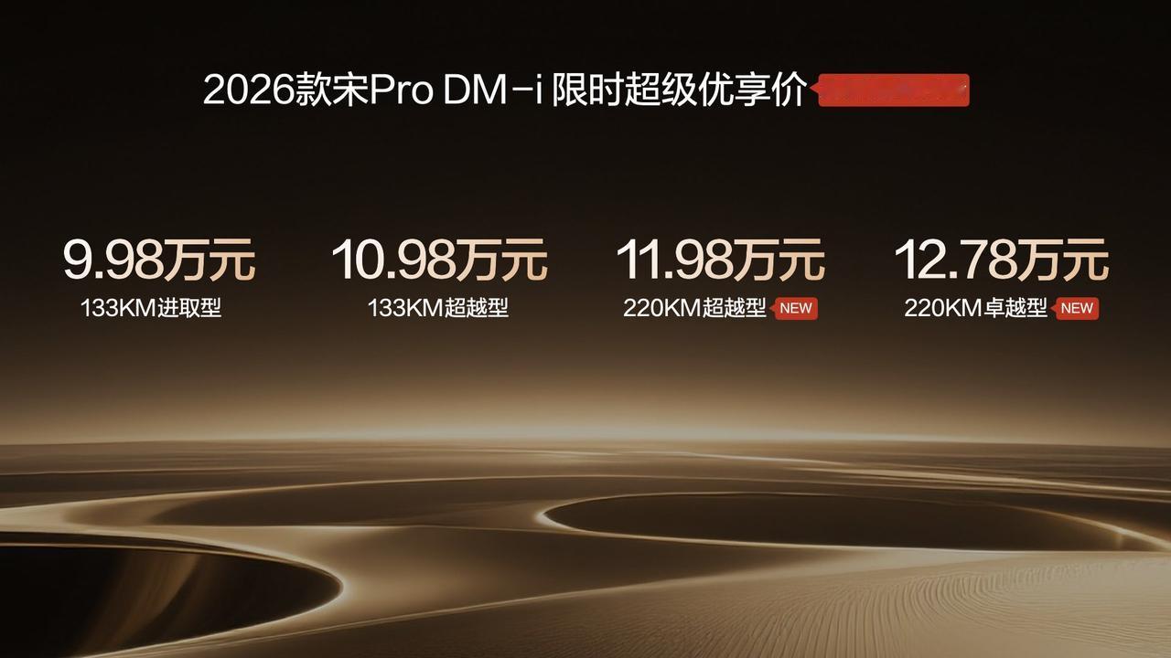 【限时11.98万元起，2026款宋ProDM-i长续航版上市】1月10号，比